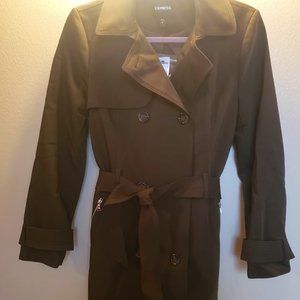 Express Trench Coat - Olive Green/ Dark Green